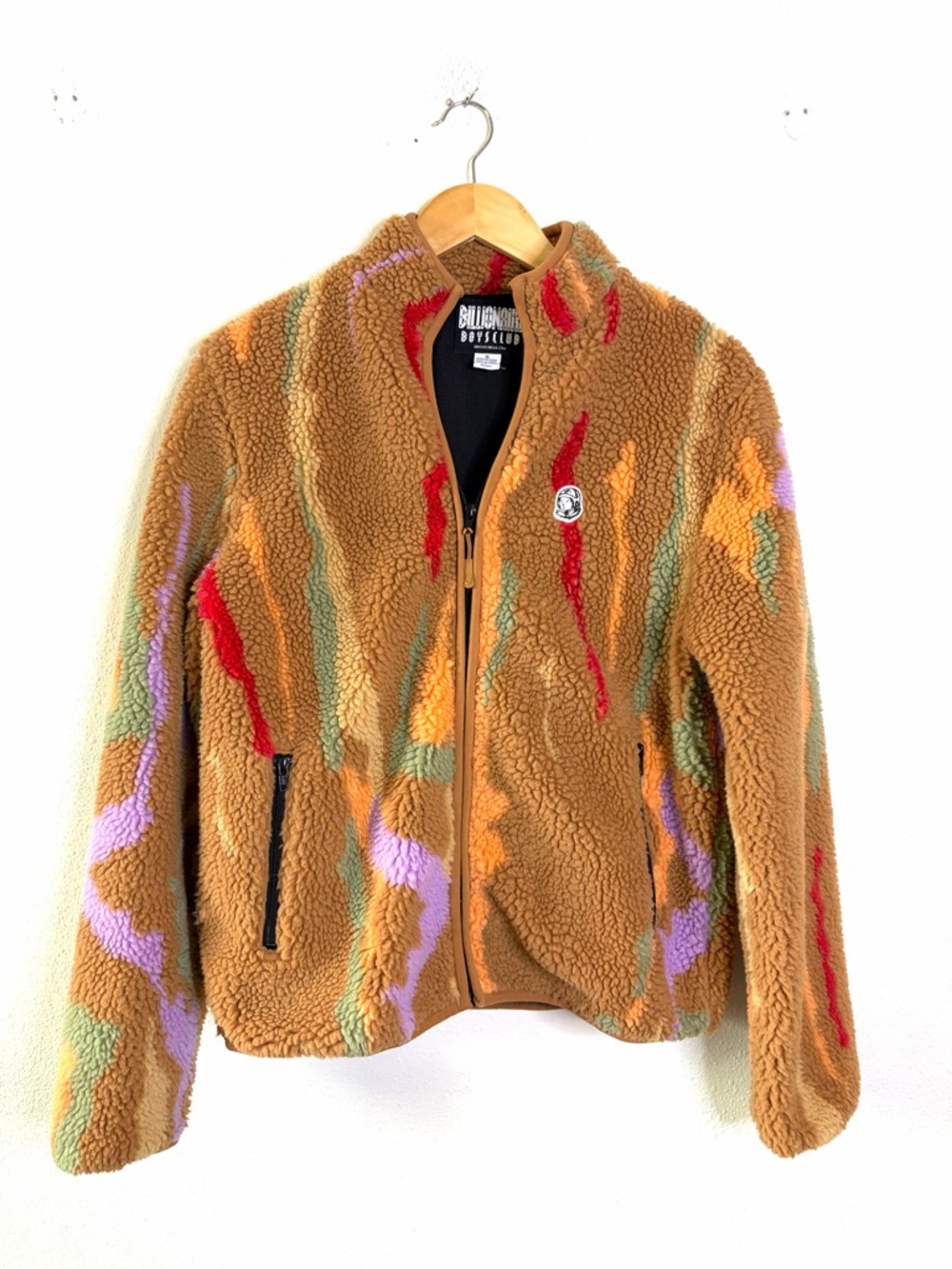 Billionaire Boys Club Lightbeams Lion Tan multi Sherpa Zip Jacket fleece sz S